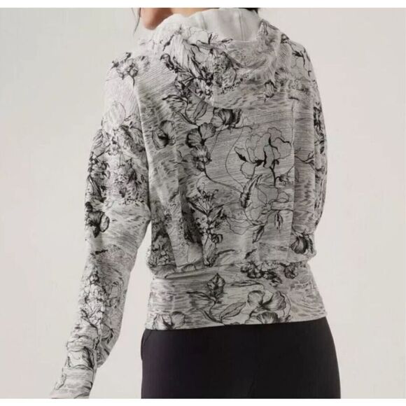 ATHLETA Balance Eden Floral Zipped Jacket Hoodie Sweatshirt Sz M - Picture 2 of 8